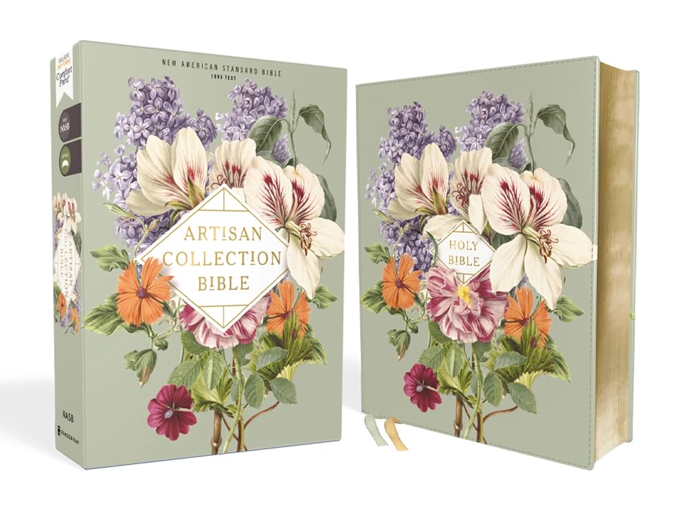 NASB, Artisan Collection Bible, Leathersoft, Sage Floral, Red Letter, 1995 Text, Comfort Print by Book Outpost