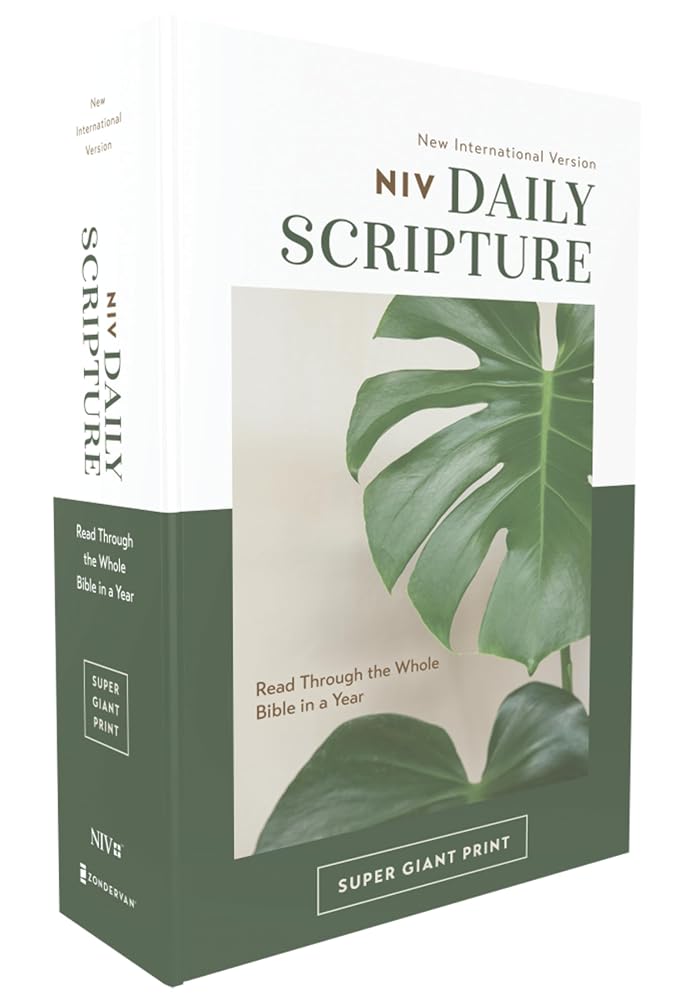 NIV, Daily Scripture, Super Giant Print, Paperback, White/Green, Comfort Print: 365 Days to Read Through the Whole Bible in a Year by Book Outpost