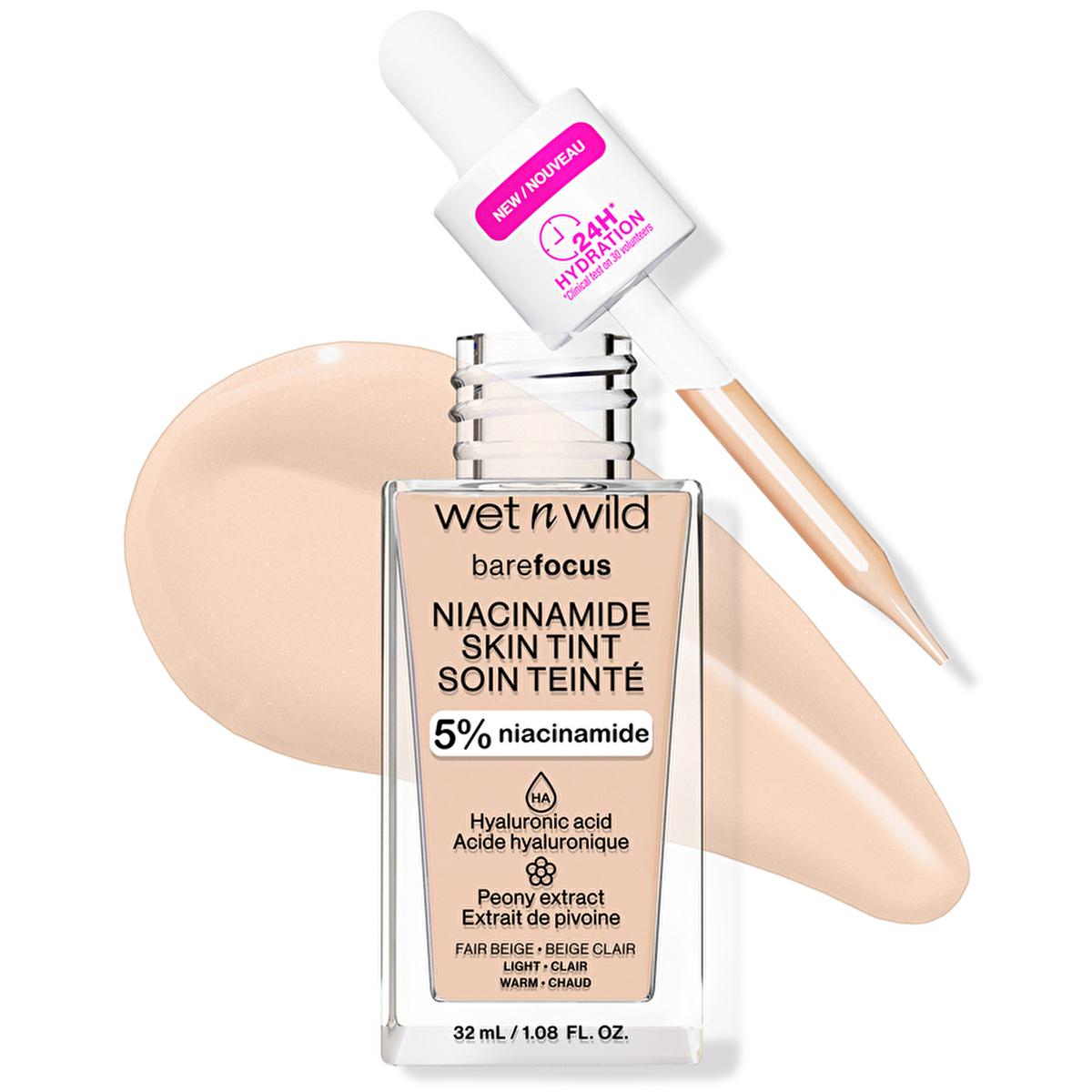 Wet n Wild Niacinamide Skin Tint Foundation: Fair Beige, Lightweight Coverage, Improves Skin Texture, Natural Satin Finish by Beauty Care Bag