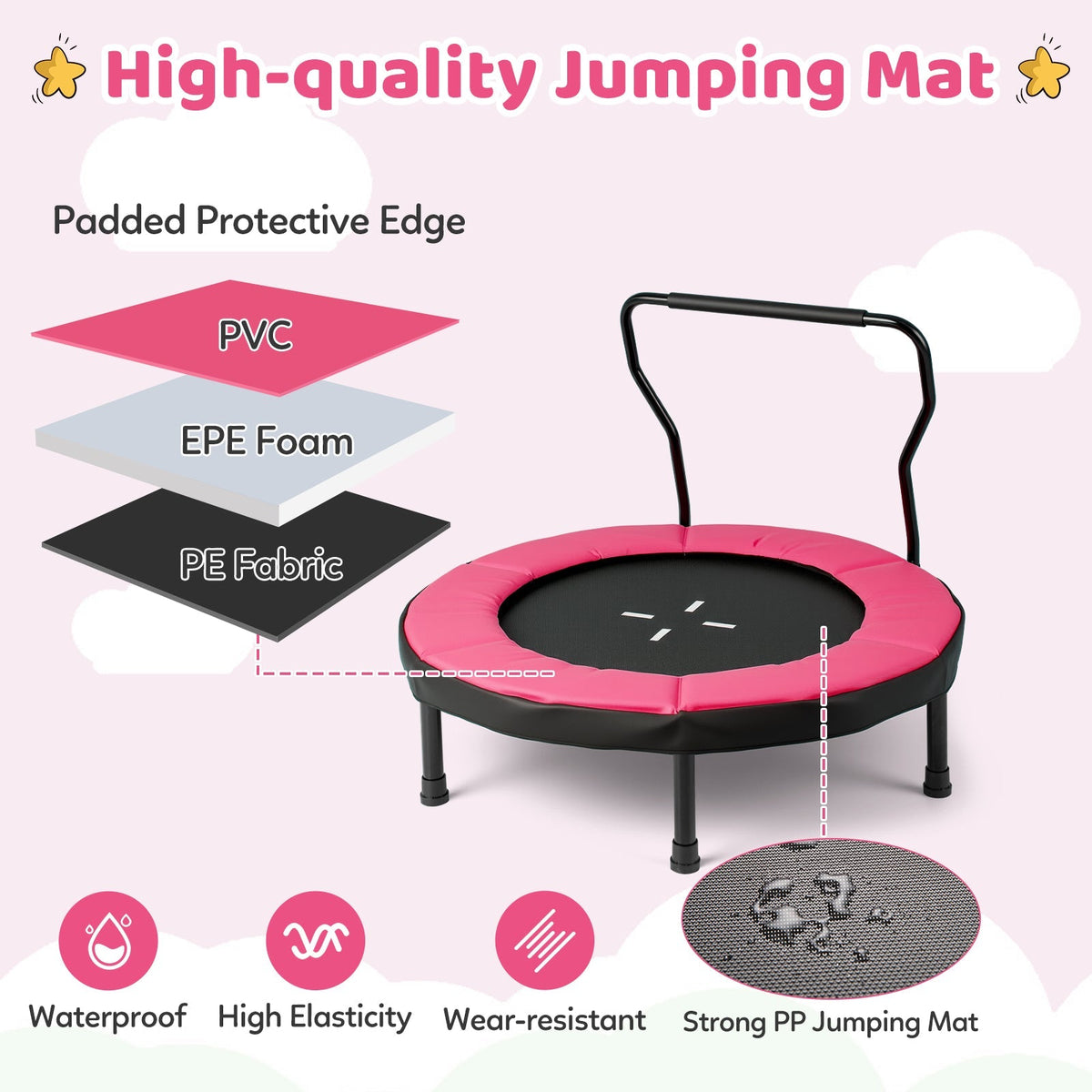 40 inch indoor outdoor kids fitness trampoline, GBruno Store, view 13