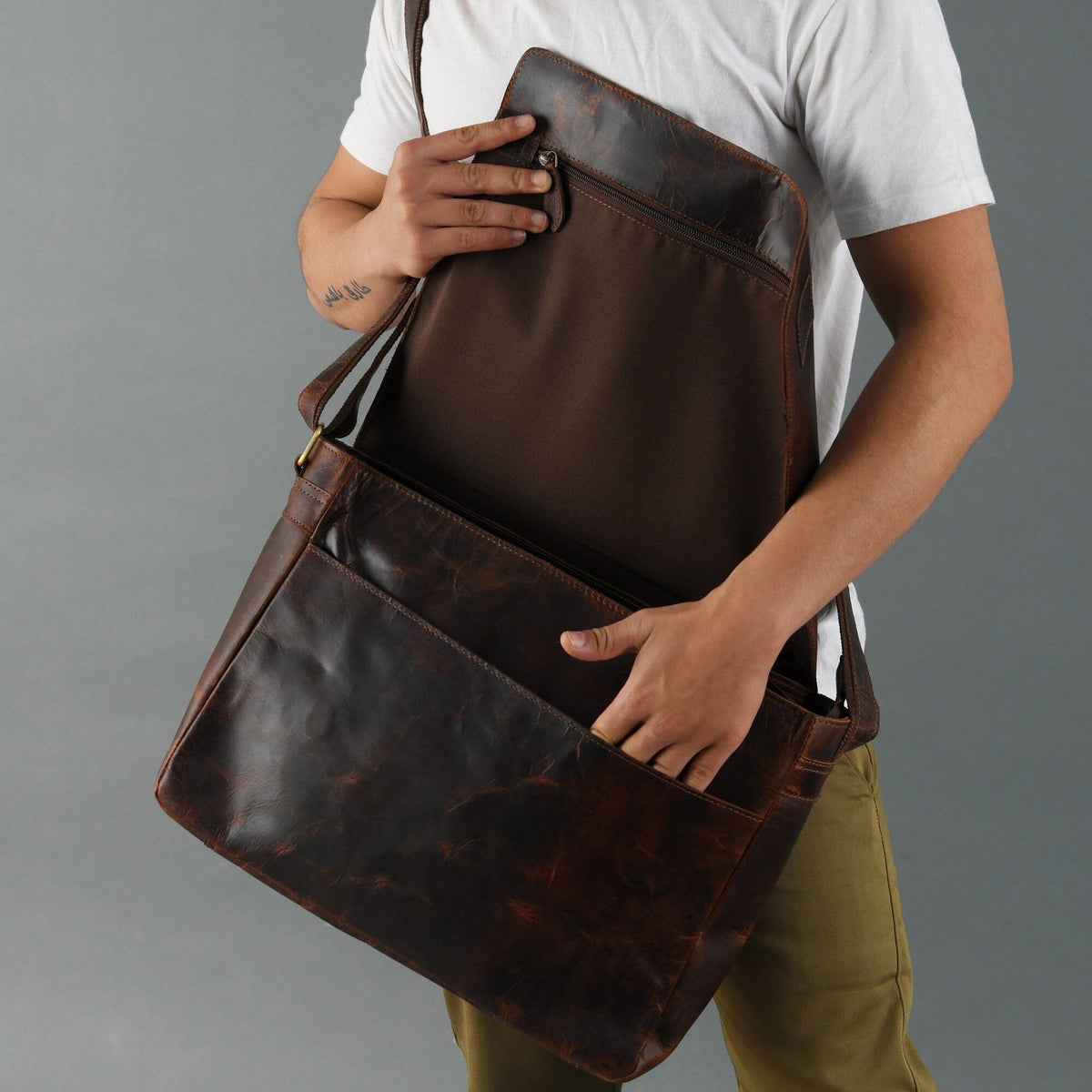 Kayden Messenger Bag by Classy Leather Bags
