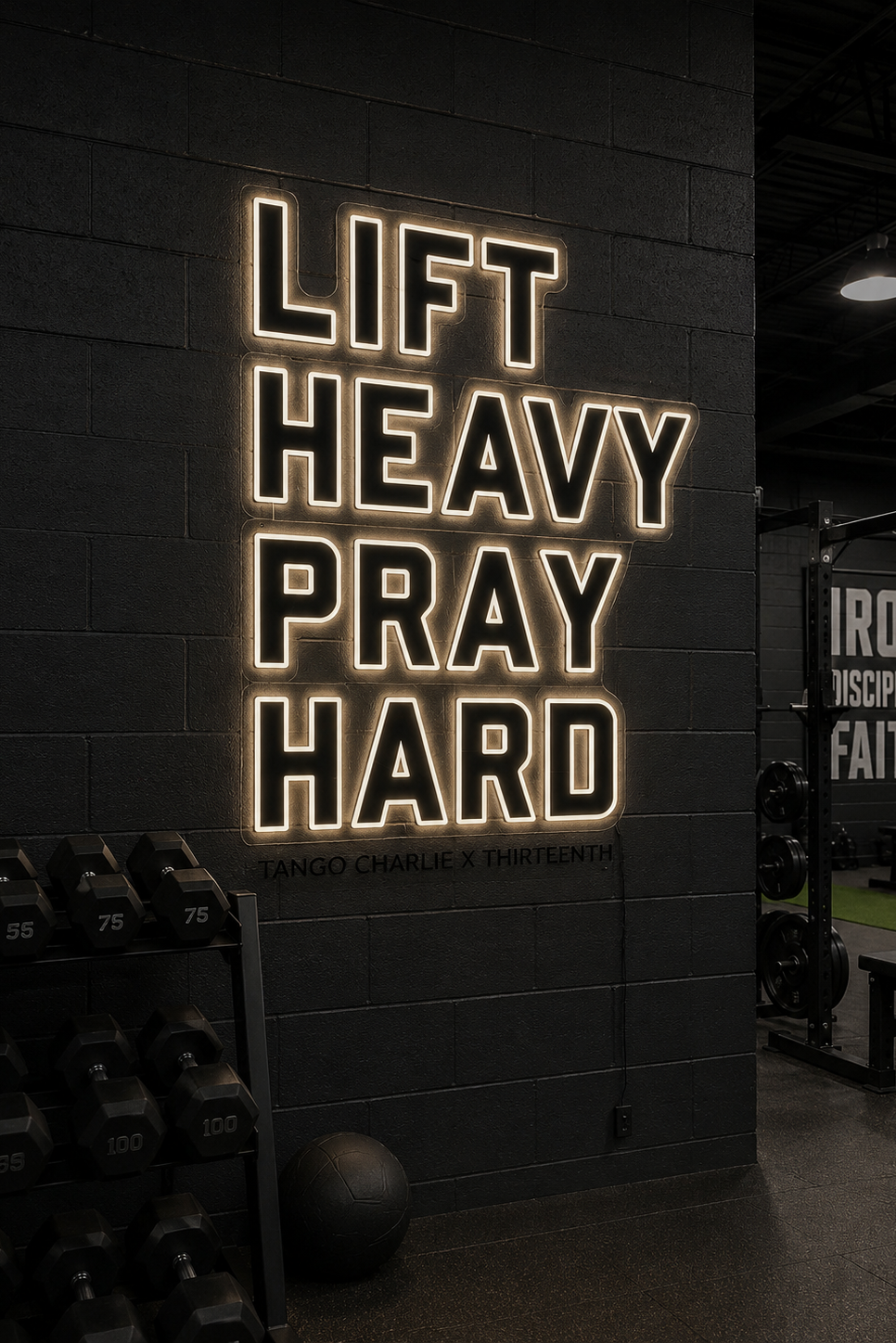 Lift Heavy. Pray Hard. - Neon Light Sign by Tango Charlie Apparel