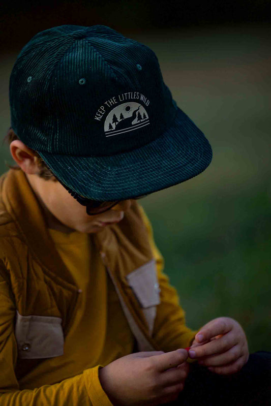 Green Rivers corduroy SnapBack hat for toddlers and youth by Keep the Littles Wild
