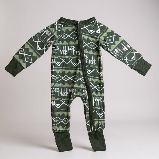 Green Bamboo Zippy Pajamas - Eco-Friendly Kids Sleepwear by Keep the Littles Wild