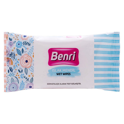Benri Wet Wipes 3-Pack of 15 - Gentle, Paraben-Free Hygiene on-the-Go by Beauty Care Bag