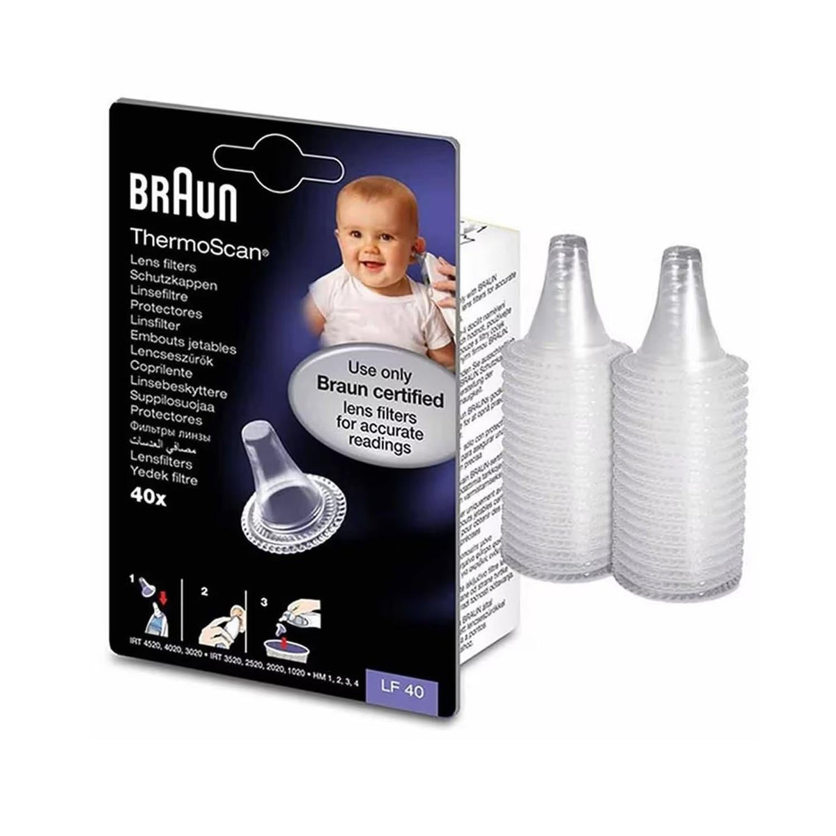 Braun LF40 Replacement Thermometer Lens Filters 40 Count by Beauty Care Bag