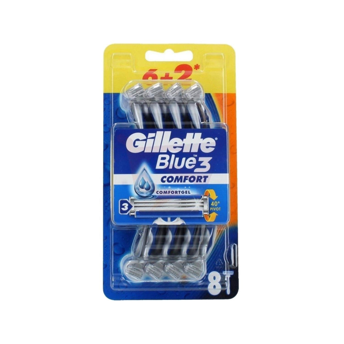 Gillette Blue3 Comfort disposable razors, 8 pack