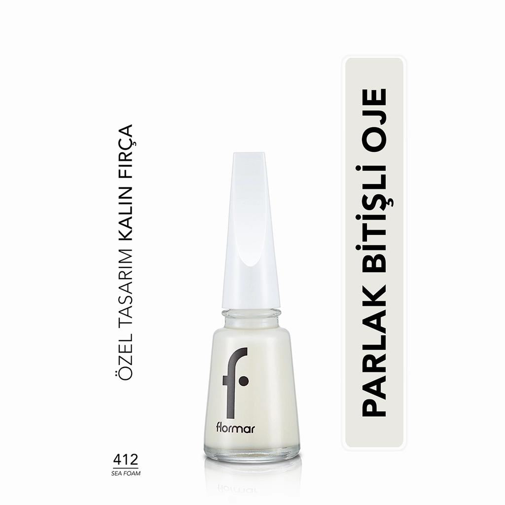 Flormar Nail Enamel Highly Pigmented Polish 412 Sea Foam by Beauty Care Bag