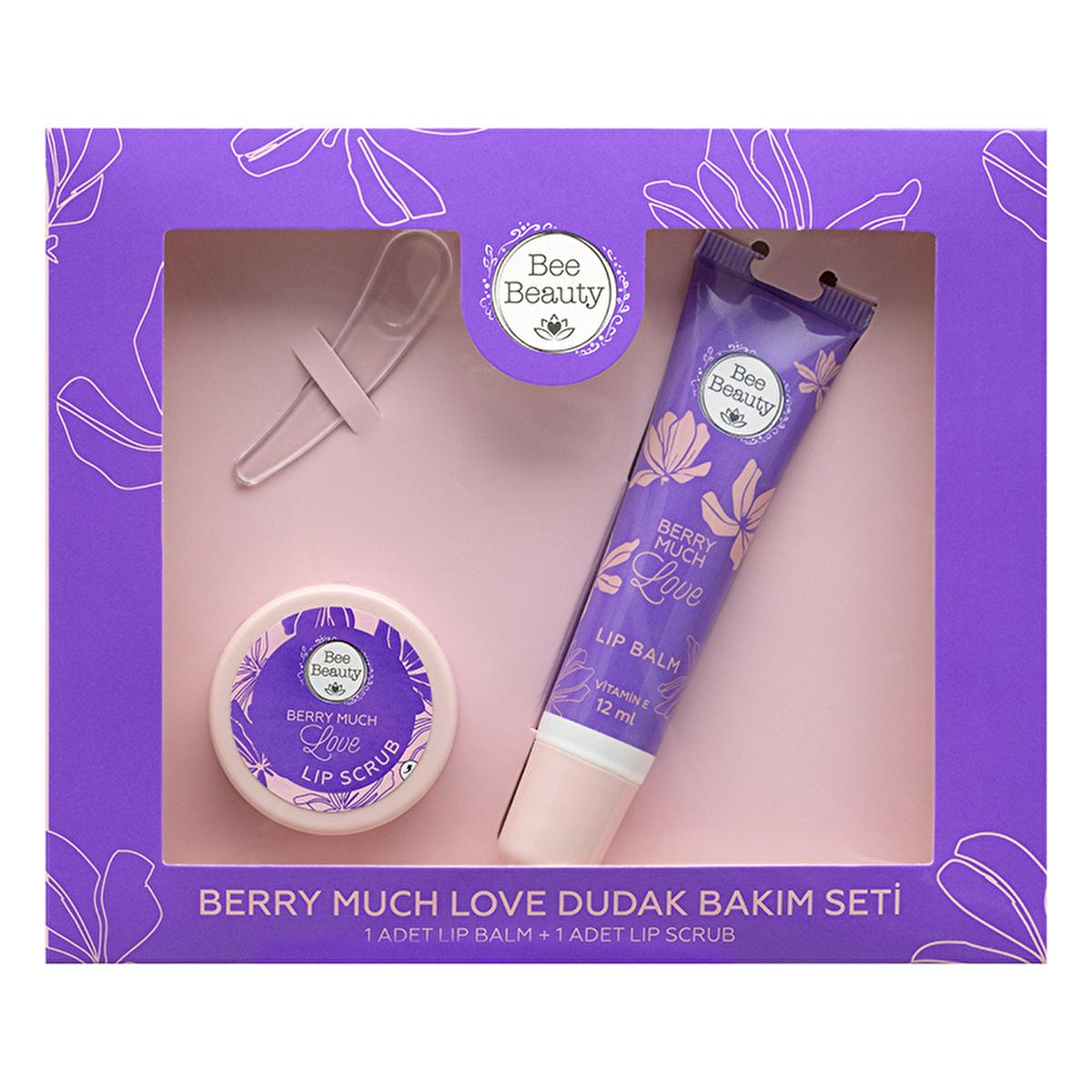 Bee Beauty Berry Much Love: Strawberry Lip Care Set - Exfoliating Lip Scrub & Vitamin E Lip Balm for Dry Lips Treatment by Beauty Care Bag