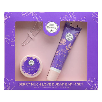 Bee Beauty Berry Much Love: Strawberry Lip Care Set - Exfoliating Lip Scrub & Vitamin E Lip Balm for Dry Lips Treatment by Beauty Care Bag