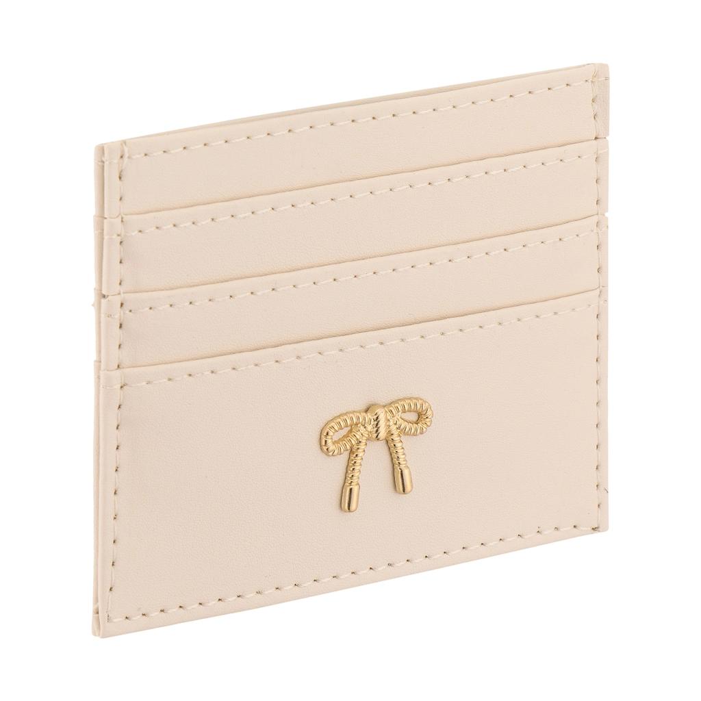 Eklips Cream Bow Card Holder - Compact & Stylish Accessory by Beauty Care Bag