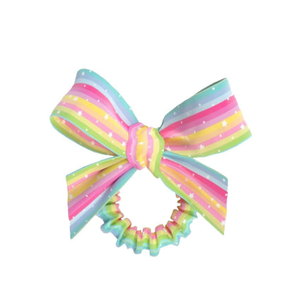 Invisibobble Slim Sprunchie w. Bow Let's Chase Rainbows Hair Tie - Comfortable, Stylish, and Gentle Rainbow Hair Accessory by Beauty Care Bag