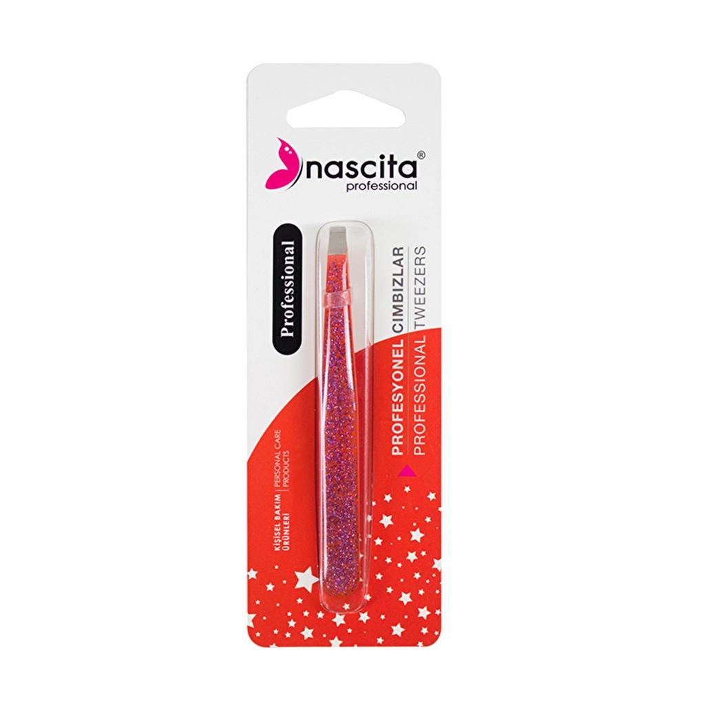 Nascita Professional Glitter Flat Tip Tweezers by Beauty Care Bag