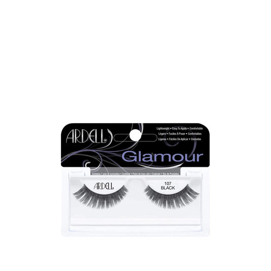 Ardell Glamour Black False Eyelashes No:107 - Enhance Eye Appearance with Premium Cosmetic Lashes by Beauty Care Bag