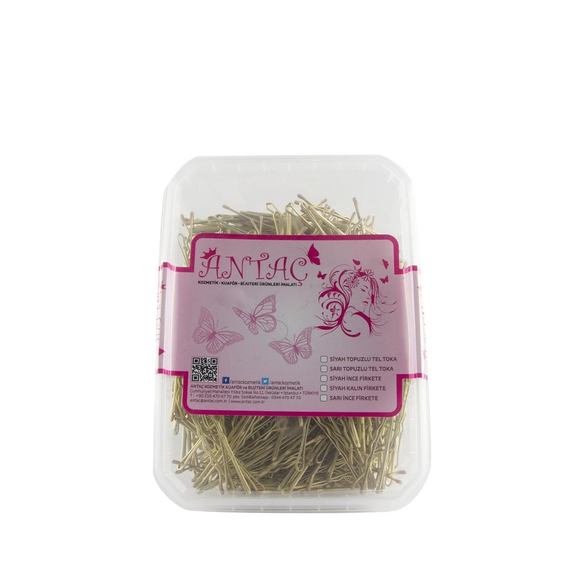 Antaç Thick Yellow Wire Hair Bobby Pins with Knob - Bulk Pack of 500g - Hair Styling Tools for Long Hair by Beauty Care Bag