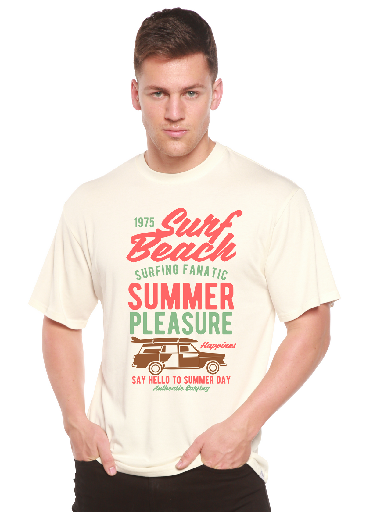 Surf Beach men's short sleeve graphic T-shirt in bamboo viscose and organic cotton