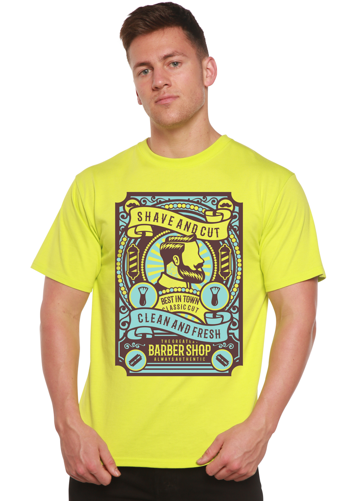 Shave and Cut men's bamboo graphic T-shirt – view 3