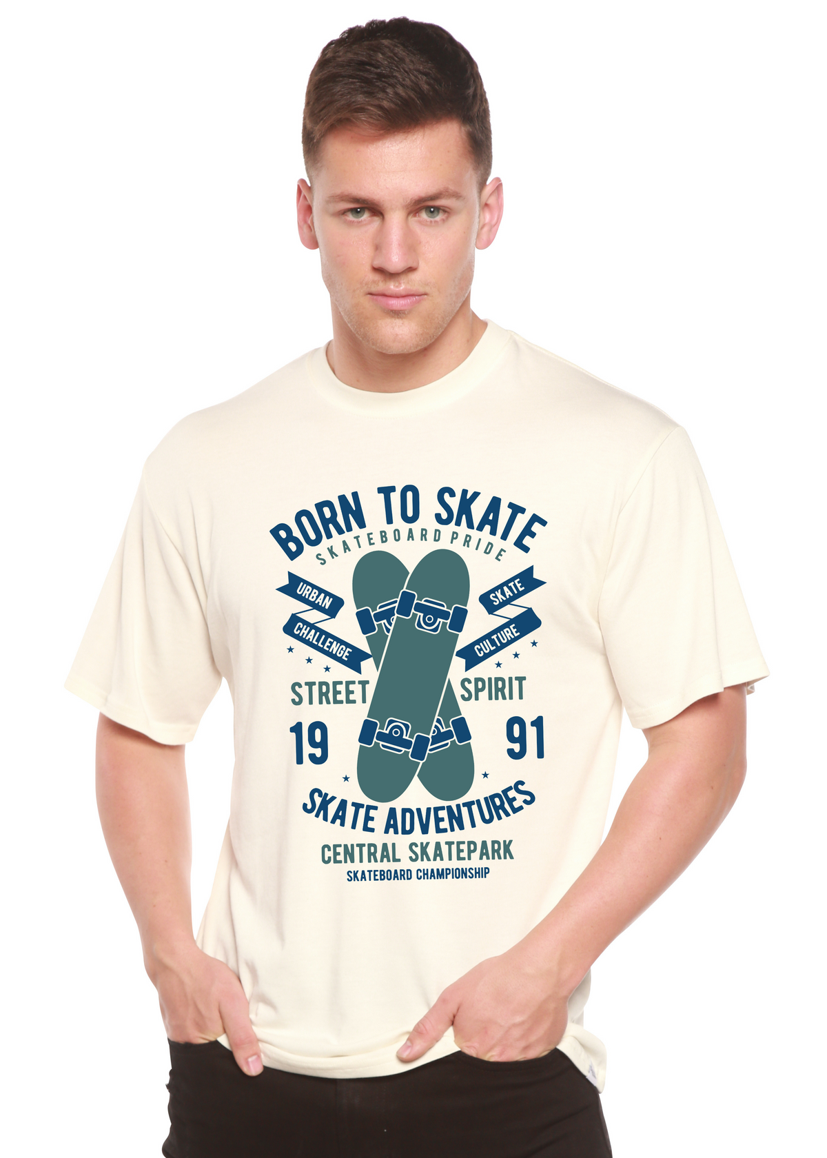 Born to Skate men's short sleeve graphic T-shirt in bamboo viscose and organic cotton