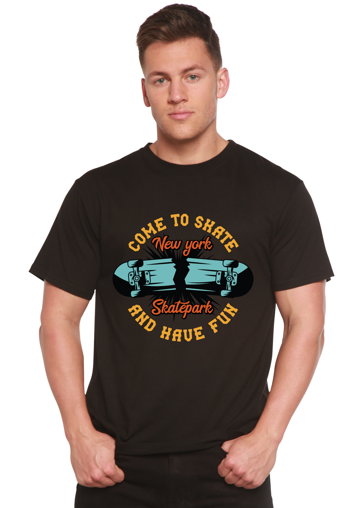 New York Skatepark men's short sleeve graphic T-shirt in bamboo viscose and organic cotton