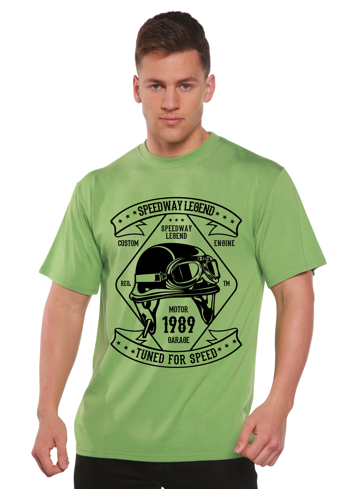 Speedway Legend men's short sleeve graphic T-shirt in bamboo viscose and organic cotton