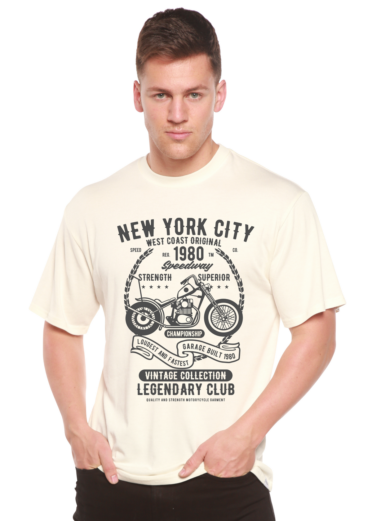 New York City men's short sleeve graphic T-shirt in bamboo viscose and organic cotton