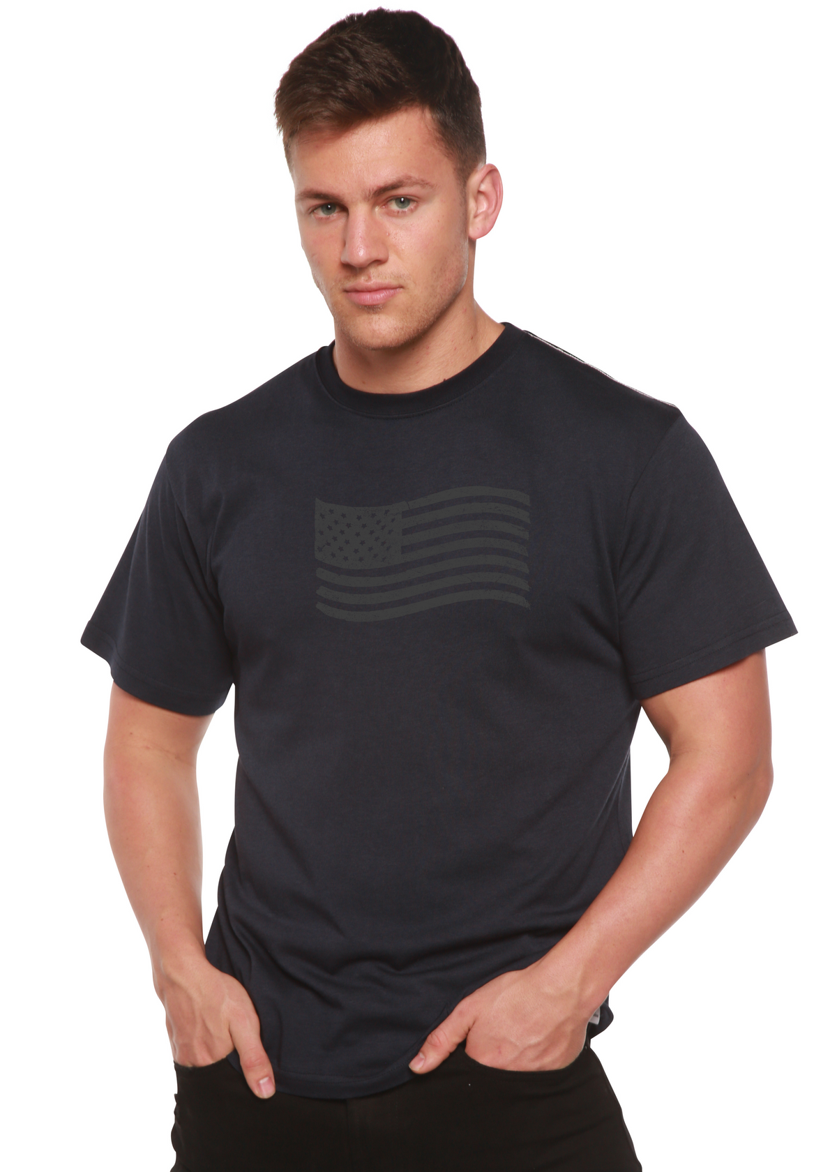 American Flag men's bamboo graphic T-shirt – view 9
