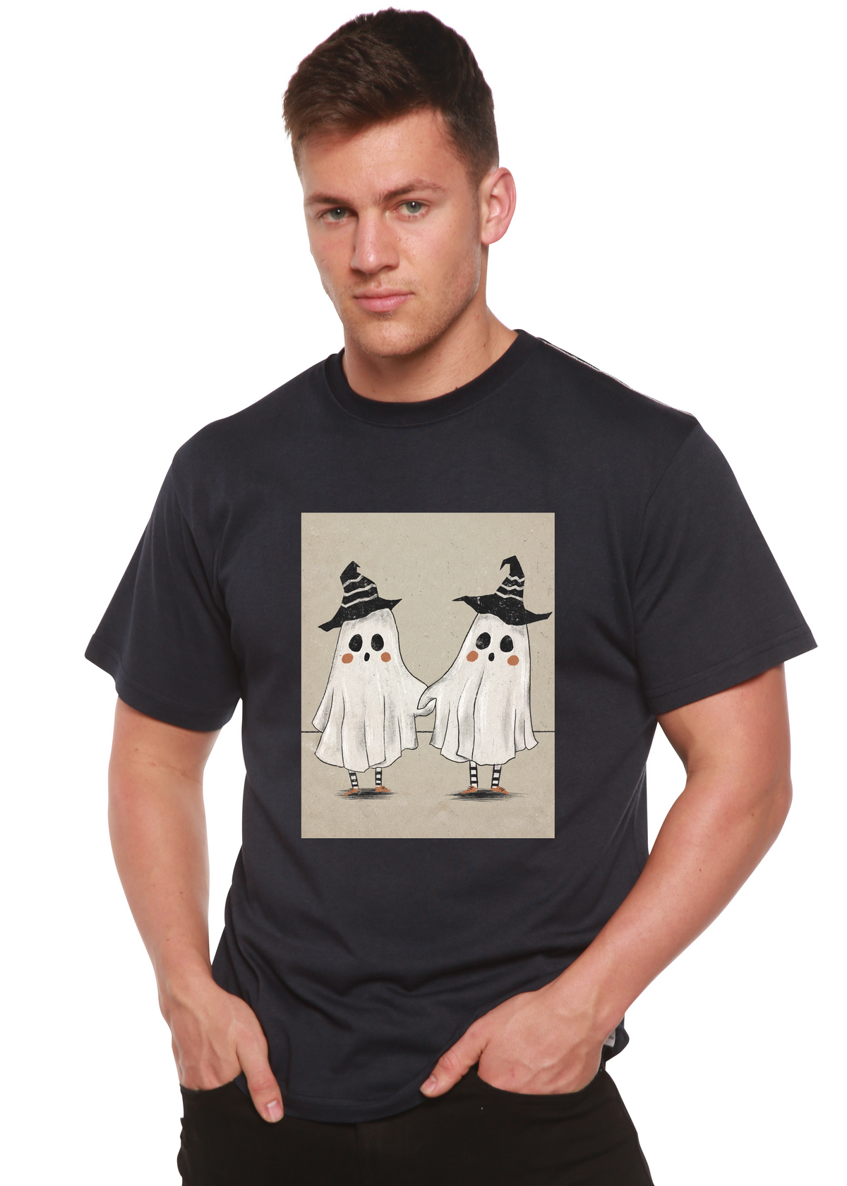 Cute Ghost men's bamboo graphic T-shirt – view 9
