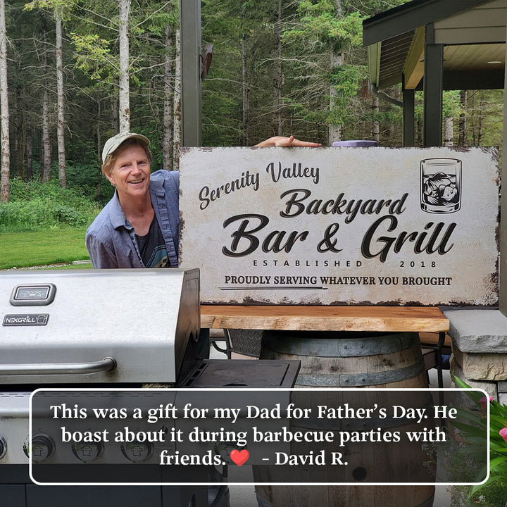 Backyard Bar & Grill Sign by Tailored Canvases