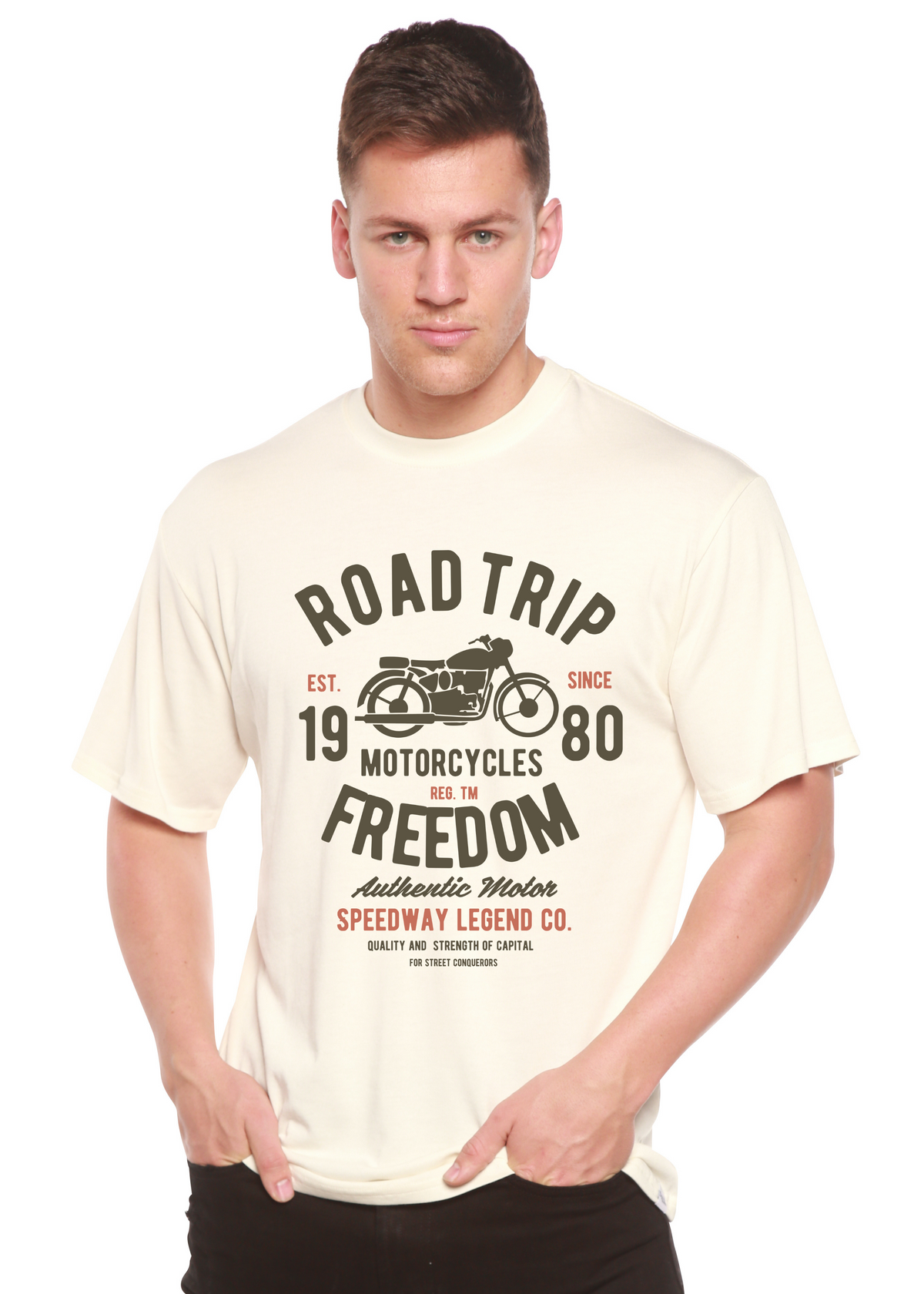 Road Trip men's short sleeve graphic T-shirt in bamboo viscose and organic cotton