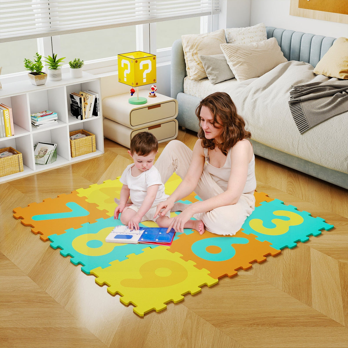 9 Pieces Interlocking Foam Puzzle Floor Mat with 3 Marker Discs by GBruno Store