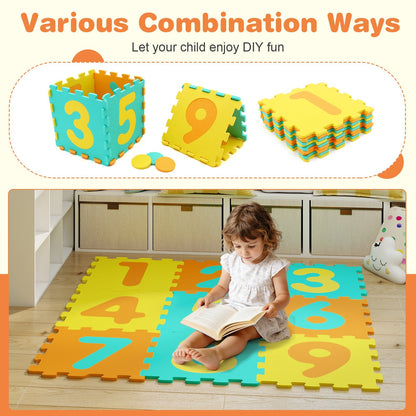 9 Pieces Interlocking Foam Puzzle Floor Mat with 3 Marker Discs by GBruno Store