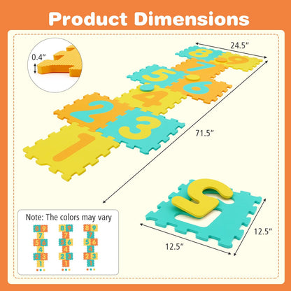 9 Pieces Interlocking Foam Puzzle Floor Mat with 3 Marker Discs by GBruno Store