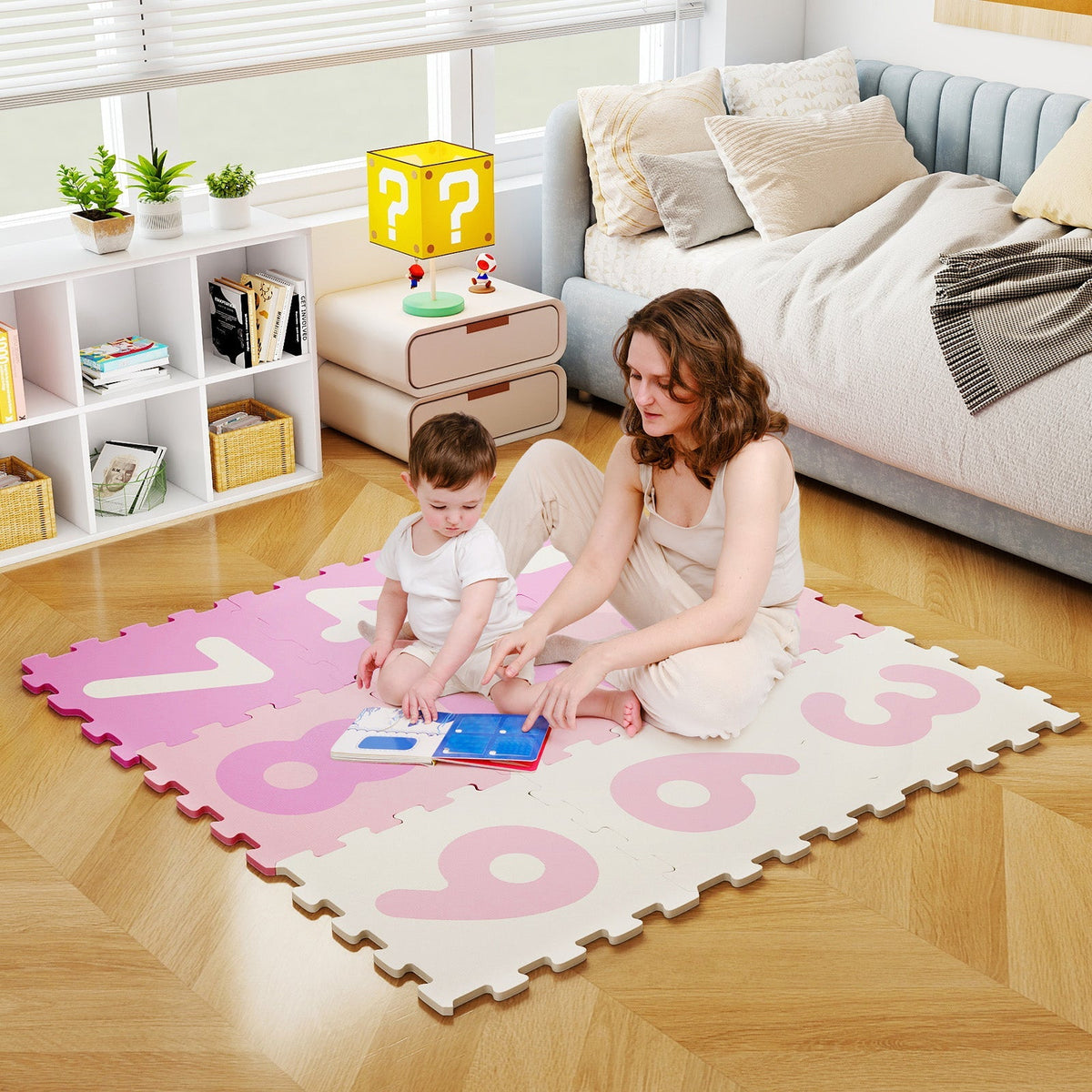 9 Pieces Interlocking Foam Puzzle Floor Mat with 3 Marker Discs by GBruno Store