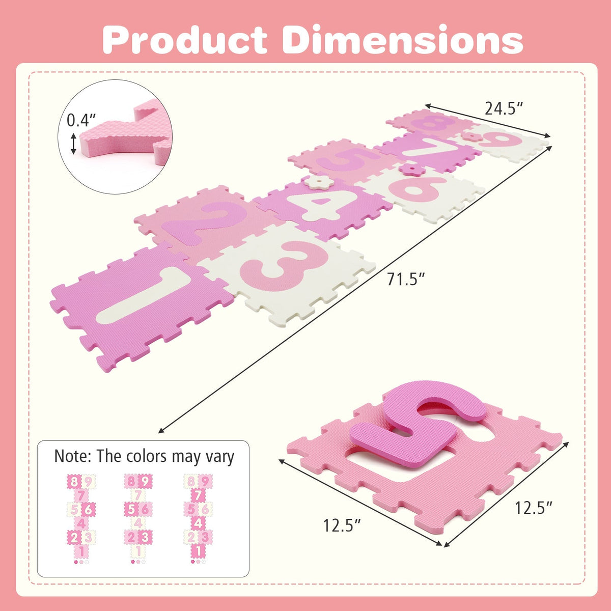 9 Pieces Interlocking Foam Puzzle Floor Mat with 3 Marker Discs by GBruno Store