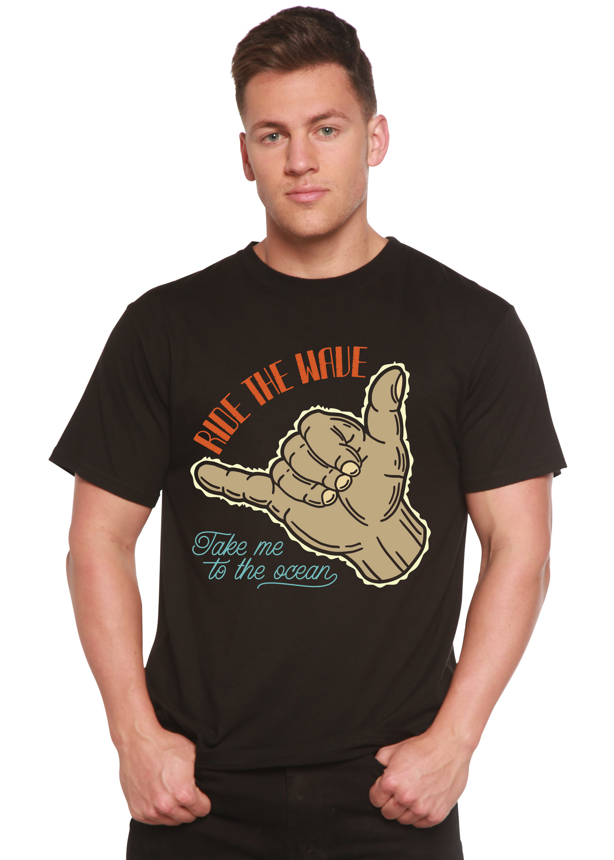 Ride the Wave men's bamboo graphic T-shirt – view 2