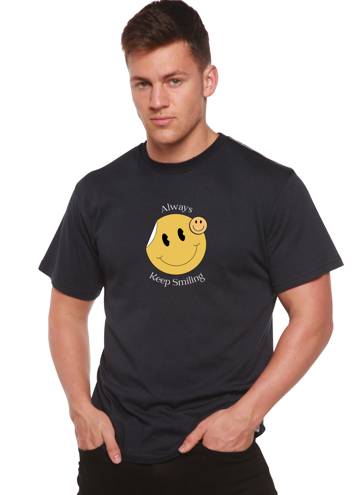 Always Keep Smiling men's bamboo graphic T-shirt – view 9