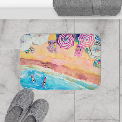 Colorful Day at the Beach Bath Mat Home Accents by Yellow Pandora