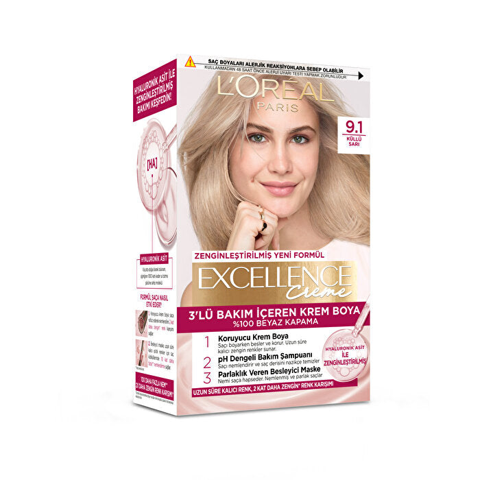 L'Oreal Paris Excellence Creme hair color, shade 9.1 Ash Blonde