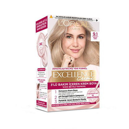 L'Oreal Paris Excellence Creme hair color, shade 9.1 Ash Blonde