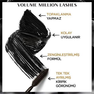 Loreal Paris Volume Million Lashes Extra Black Mascara for Voluminous, Lengthened Lashes - Long-Lasting, Easy Application by Beauty Care Bag