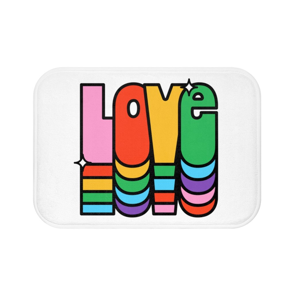 Rainbow Love Bath Mat by Yellow Pandora