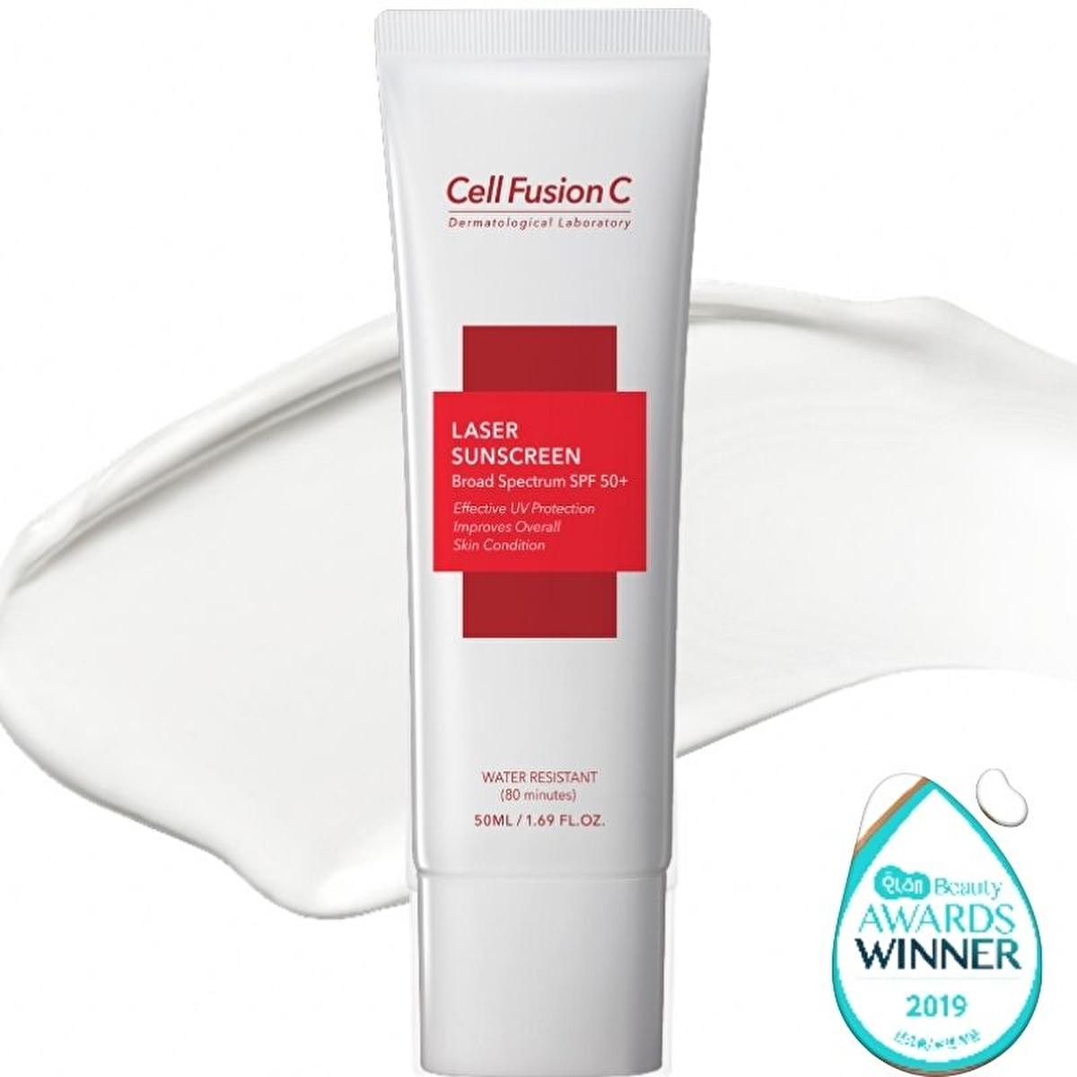 Cell Fusion C: Laser Sunscreen SPF50+ - Korean Sunscreen for Sensitive Skin, Anti-Aging, Pollution Protection & Collagen Boost (1.69 fl oz) by Beauty Care Bag