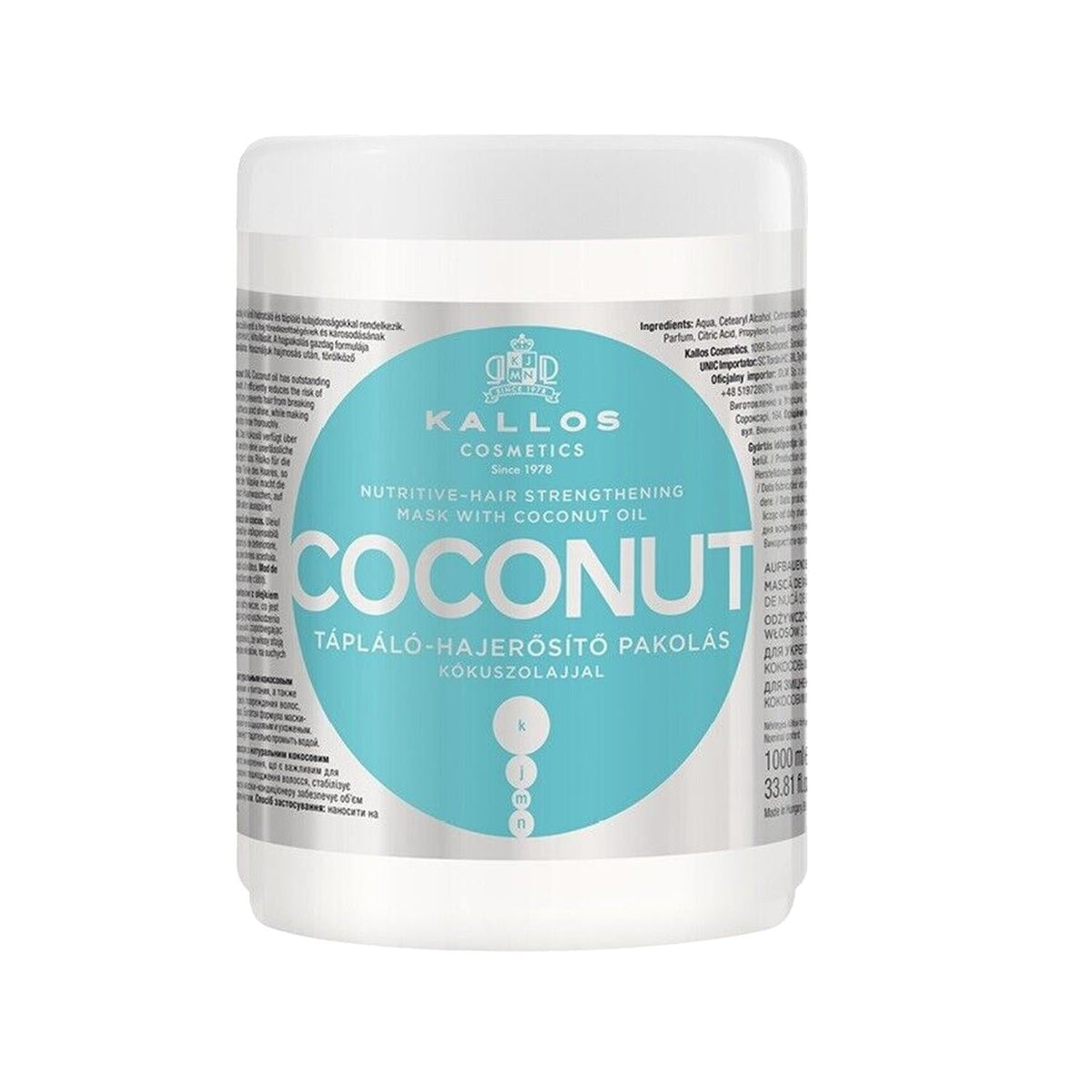 Kallos Cosmetics coconut nourishing hair mask, 1000ml