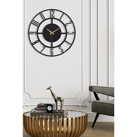 Muyika 50cm Metal Black Wall Clock - Silent Sweep Mechanism, Modern Decor by Beauty Care Bag