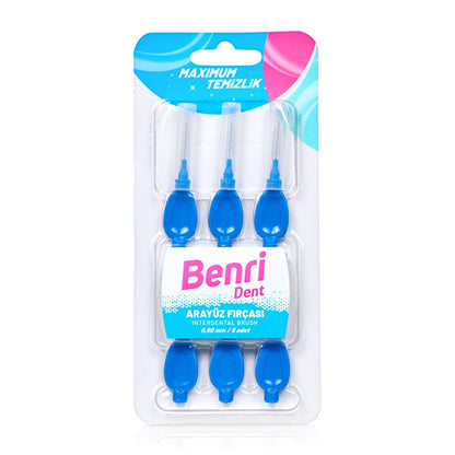 Benri Interdental Brush 0.60 mm - Blue, Effective Oral Hygiene for Braces, Bridges & Dentures by Beauty Care Bag