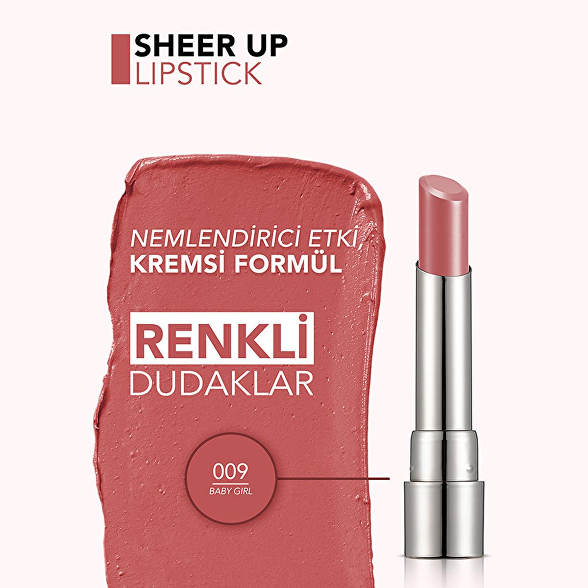 Flormar Sheer Up Baby Girl: Moisturizing Semi-Transparent Rose Lipstick for Natural, Glossy Lips - Hydrating, Lightweight Formula by Beauty Care Bag