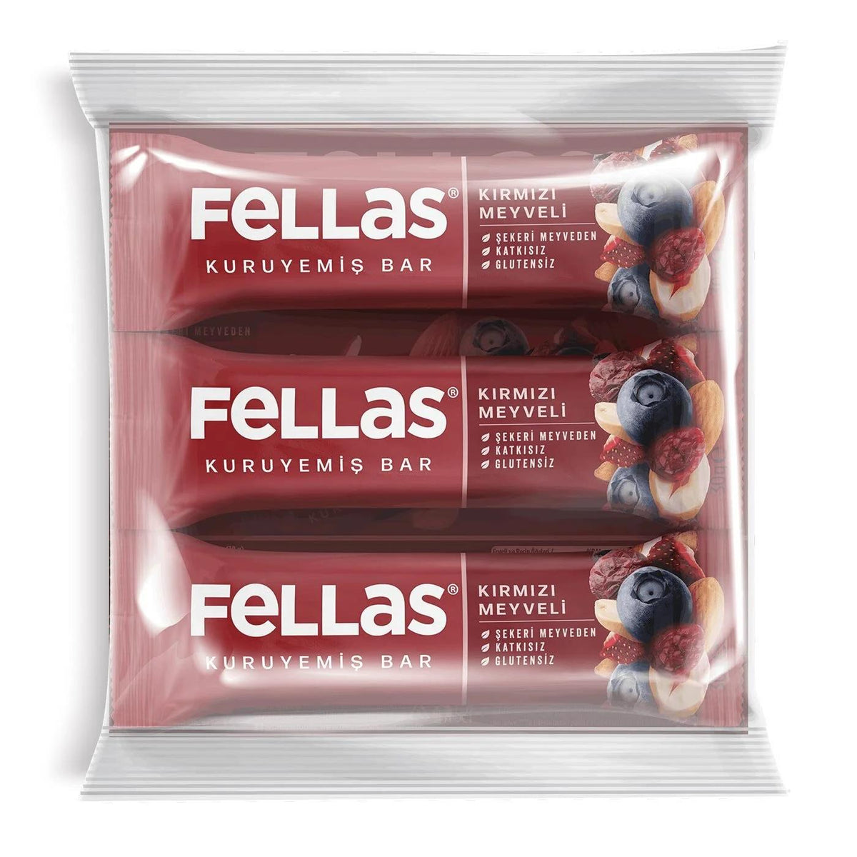 Fellas Red Fruit Nut Bar Gluten-Free Snack 3 x 30g by Beauty Care Bag
