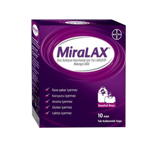 MiraLAX Laxative Powder - Relief for Children and Adults, 10 Sachets by Beauty Care Bag