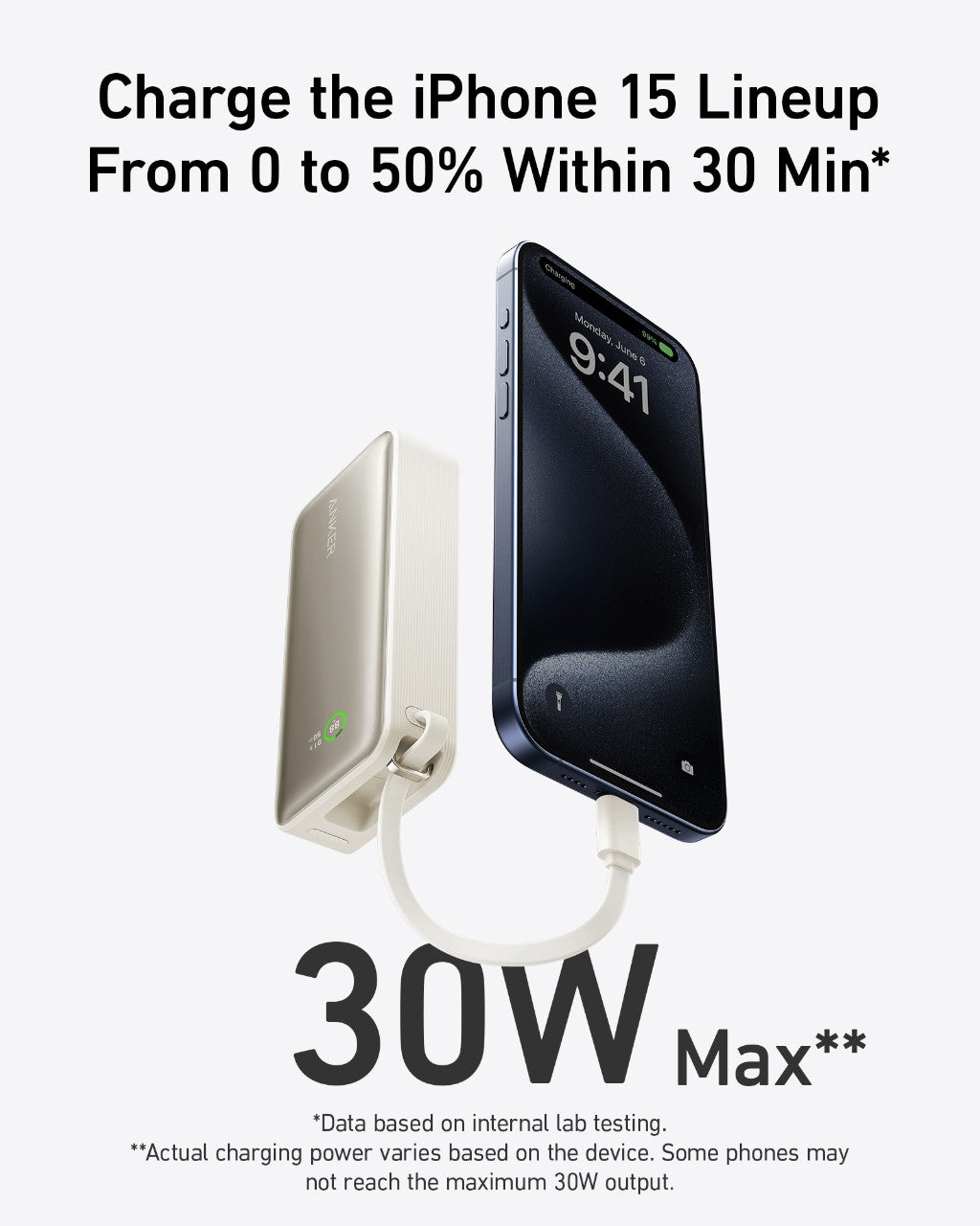 Anker Nano Power Bank (30W, Built-In USB-C Cable) by Anker