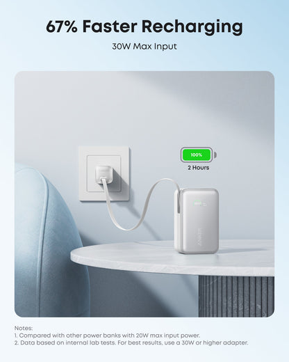Anker Nano Power Bank (10K, 45W, Built-In Retractable USB-C Cable) by Anker
